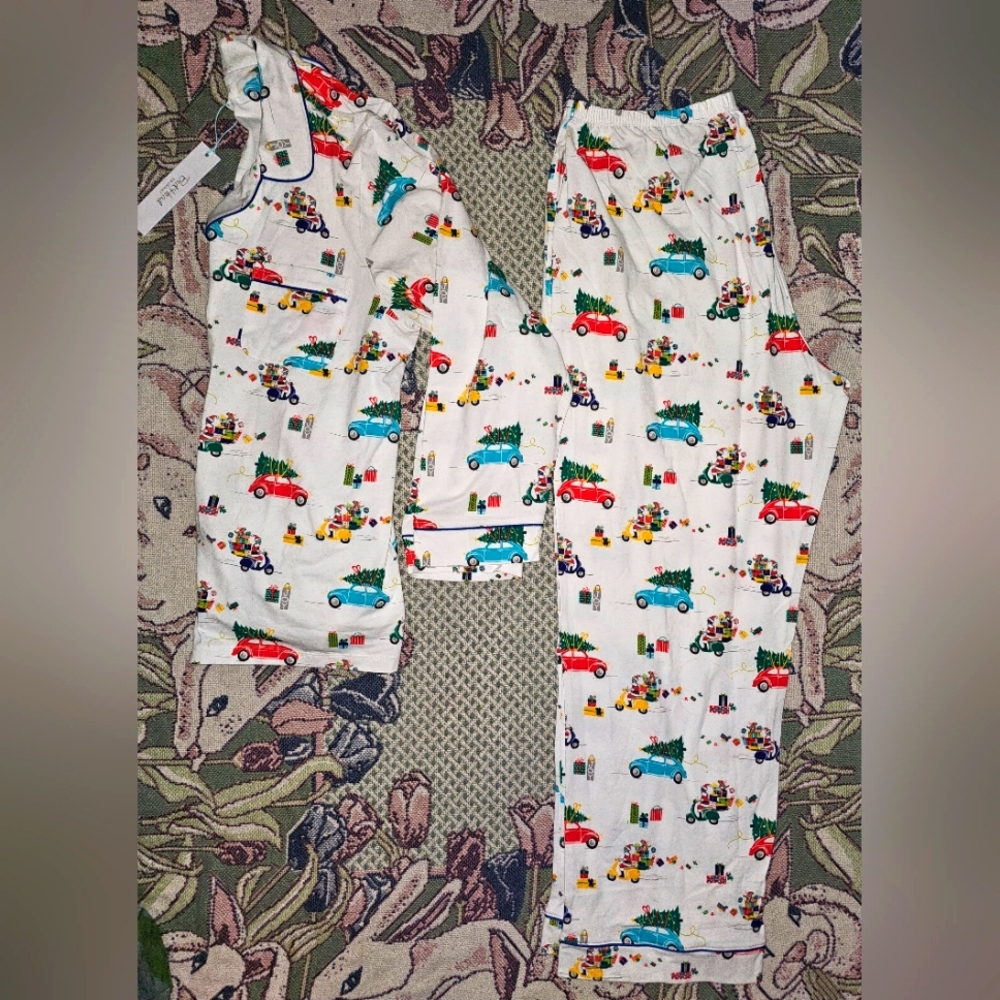 Bedhead pajama set organic cotton stretchable Women's 1X festive all over print